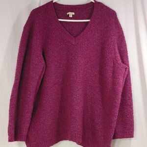 Sonoma,   Women's V-Neck Sweater - Deep Magenta